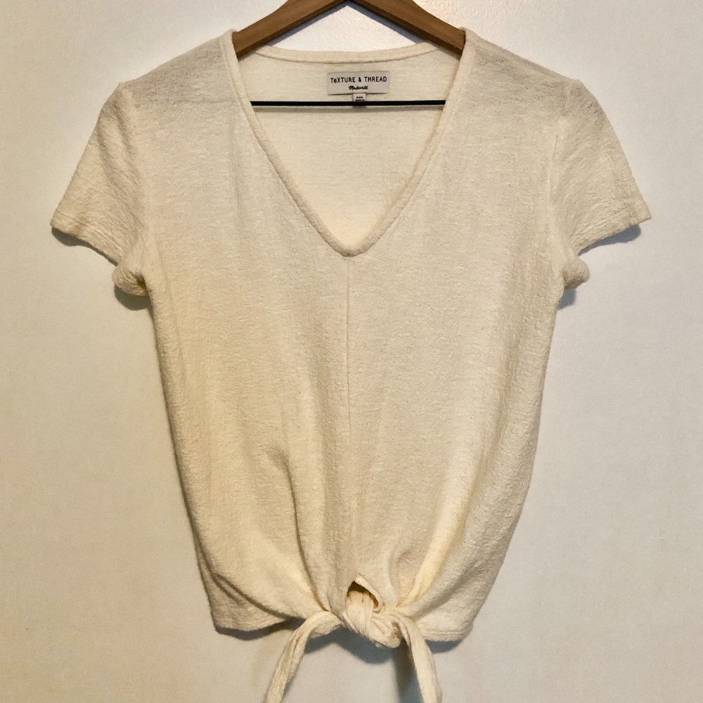 Madewell "Texture & Thread" Tie-Front V-Neck Top